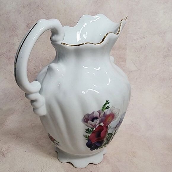 Formalities By Baum Bros. 10" Tall Anemone Collection Floral Pitcher Purple - Picture 3 of 13